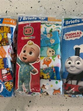 New boys Sz 4T CoComelon, Thomas, Daniel Cotton Briefs underwear bundle
